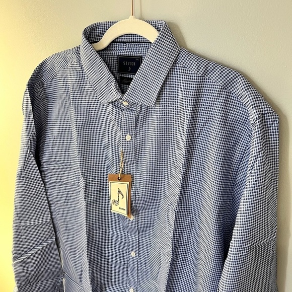 NWT Stich Note Men's Blue & White Long Sleeve Dress Shirt / Size XXL - Picture 5 of 10